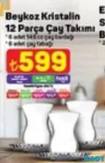 PAŞABAHÇE BEYKOZ KRİSTALİN 12 PARÇA ÇAY TAKIMI